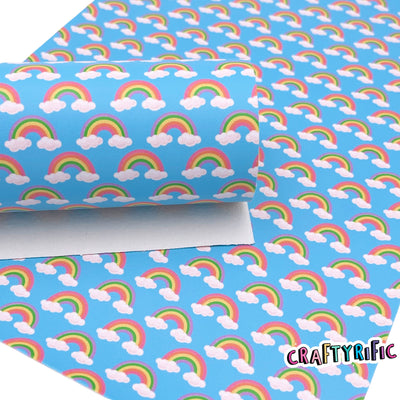 Sky Blue Rainbow Smooth Faux Leather Sheets