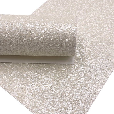 Matte White Diamond Chunky Glitter Fabric