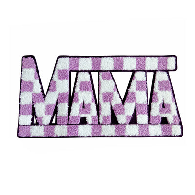 Mama Chenille Patch, Purple Checkered Iron On Patch, T-Shirt patch, Heat Transfer Patch