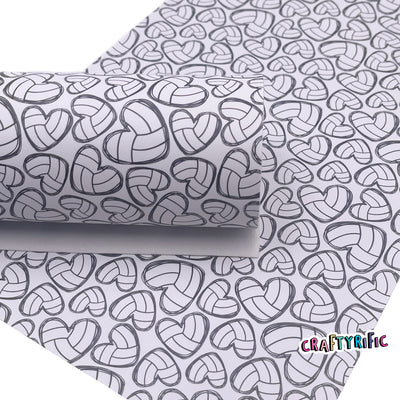 Volleyball Heart Custom Print Faux Leather Sheet