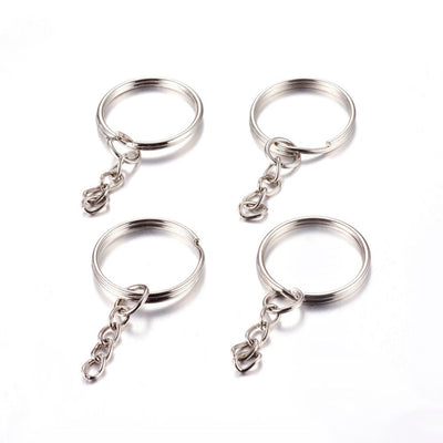 20 Silver Keychain Ring with Chain