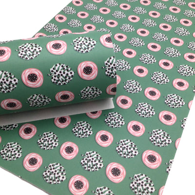 SUMMER FLORAL GREEN Smooth Faux Leather Sheets