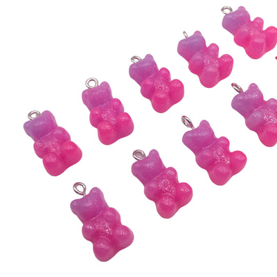 10  Pink Ombre Gummy Bear Pendant Charm 22mm