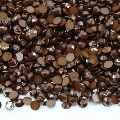 Brown Opaque Jelly Flatback Resin Rhinestones Pack of 1000, Choose Size 3mm, 4mm or 5mm, Faceted Resin Rhinestones, Not-Hotfix