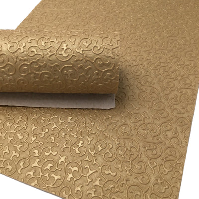 Gold Victorian Embossed Faux Leather Sheet, Vegan Leather, Pvc Faux Leather, Textured Leather, Leather for Earrings and Hair Bows