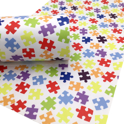 AUTISM AWARENESS PUZZLE Smooth Faux Leather Sheets