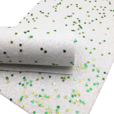 Lucky Chunky Glitter Canvas Sheets, St Patrick Faux leather, Chunky Glitter Fabric Sheet, Canvas Fabric for Bows