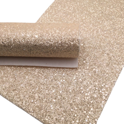 Cream Frosted Chunky Glitter fabric Sheets, Chunky Glitter Faux Leather, Glitter Fabric for Bows and Crafts