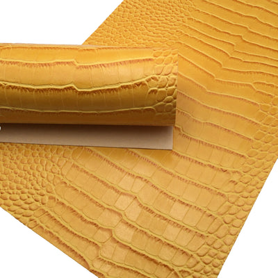 MUSTARD YELLOW CROCODILE Faux Leather Sheets