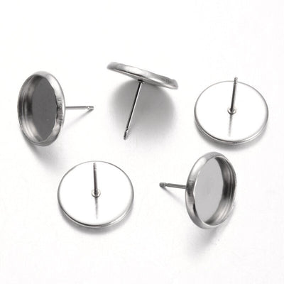 50 pcs Stainless Steel Earring Posts Studs 12mm