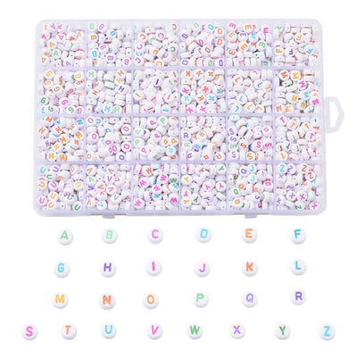 White Multicolor Alphabet Letter Beads Box