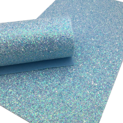 LIGHT BLUE Glow In the Dark Chunky Glitter Fabric Sheets - 0780