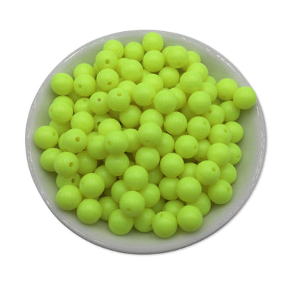 50 Neon Yellow Bubblegum Beads 10mm