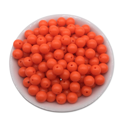 50 Neon Orange Bubblegum Beads 10mm