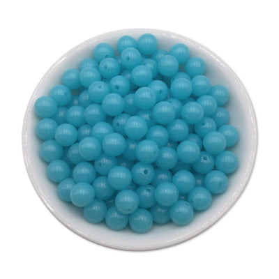 50 Sky Blue Bubblegum Beads 10mm