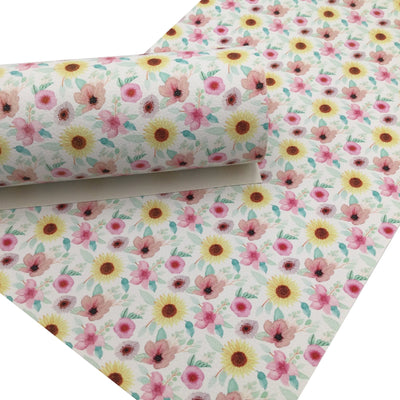 SPRING BLOOM FLOWERS Textured Faux Leather Sheets