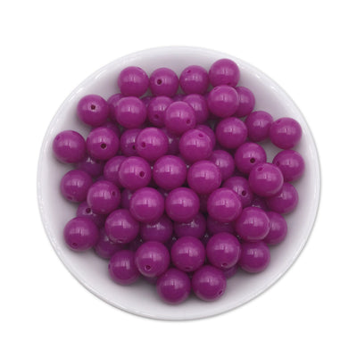 50 Grape Purple Bubblegum Beads 12mm