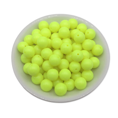 50 Neon Yellow Bubblegum Beads 12mm