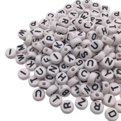 200 White Alphabet Letter Beads