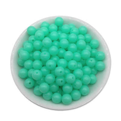 50 Mint Green Bubblegum Beads 10mm