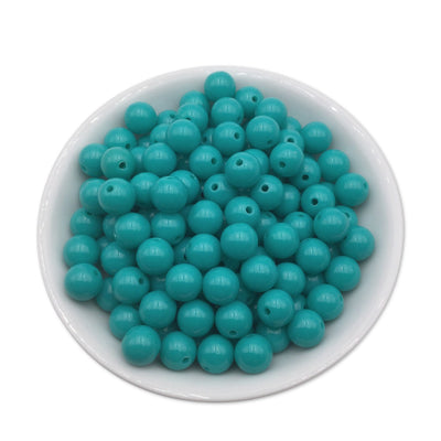 50 Dark Teal Bubblegum Beads 10mm