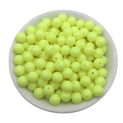 50 Lemon Yellow Bubblegum Beads 10mm