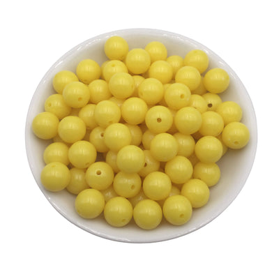 50 Yellow Bubblegum Beads 12mm