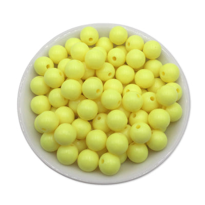 50 Lemon Yellow Bubblegum Beads 12mm