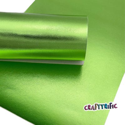 Apple Green Metallic Smooth Faux Leather Sheets