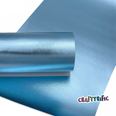Aquamarine Blue Metallic Smooth Faux Leather Sheets