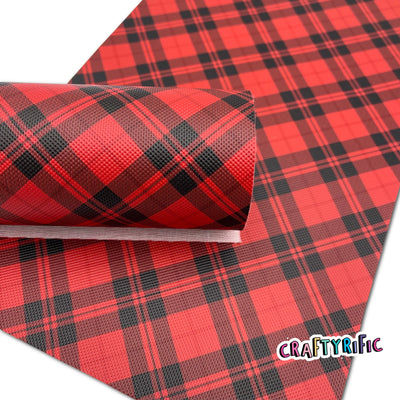 RED Plaid Faux Leather Sheets