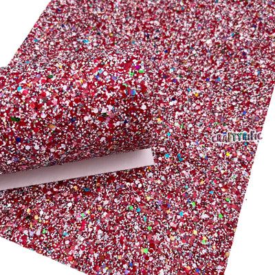 Red Confetti Chunky Glitter Fabric