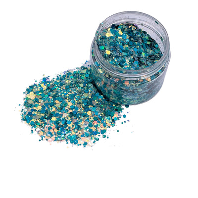 TIDAL WAVE Chunky Glitter Mix, Loose Glitter, Polyester Glitter, Solvent Resistant, Premium Quality Glitter 1 oz in resealable bag