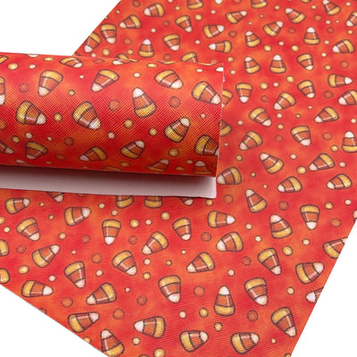 ORANGE CANDY CORN Faux Leather Sheets