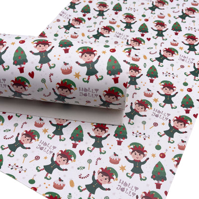 HOLLY JOLLY ELF Faux Leather Sheets