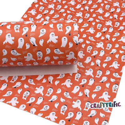 Cute Ghost Orange Smooth Faux Leather Sheets
