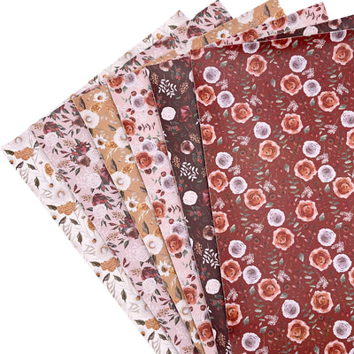 FALL BLOOMS Designer Prints Smooth Faux Leather Sheets