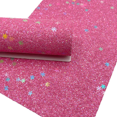 Pink Snowflakes Chunky Glitter fabric Sheets