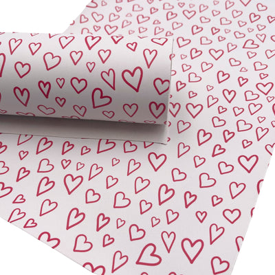 Red Hearts Smooth Faux Leather Sheets