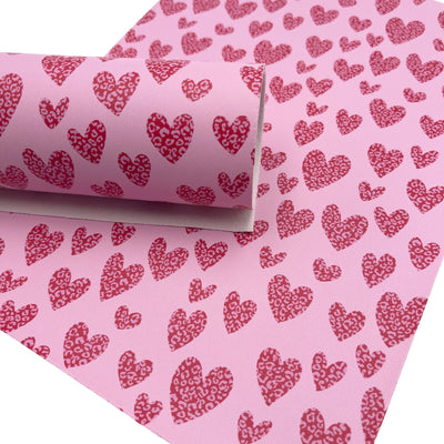 Valentine Leopard Hearts Smooth Faux Leather Sheets