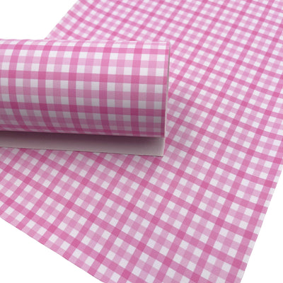 Pink Gingham Smooth Faux Leather Sheets