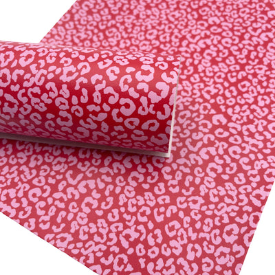 Red leopard Print Smooth Faux Leather Sheets