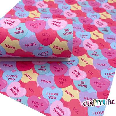 Conversation Hearts Smooth Faux Leather Sheets