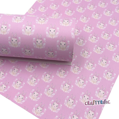 Pink Cute Bunny Premium Printed Faux Leather