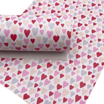 Cute Pastel Hearts Smooth Faux Leather Sheets