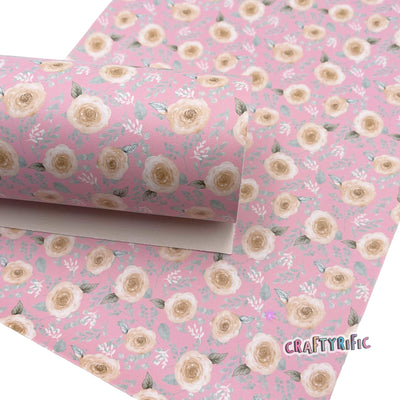 Yellow Roses on Pink Premium Printed Faux Leather