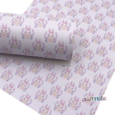White Cute Bunny Premium Printed Faux Leather