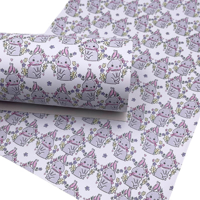 Floral Bunny Premium Printed Faux Leather
