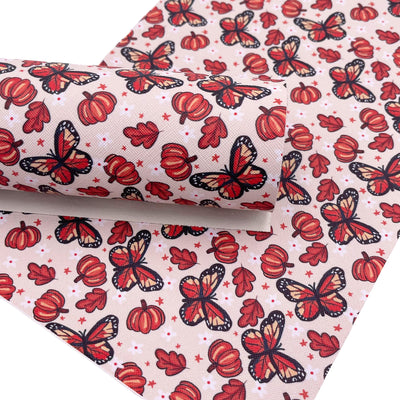 Butterfly Pumpkins Faux Leather Sheet