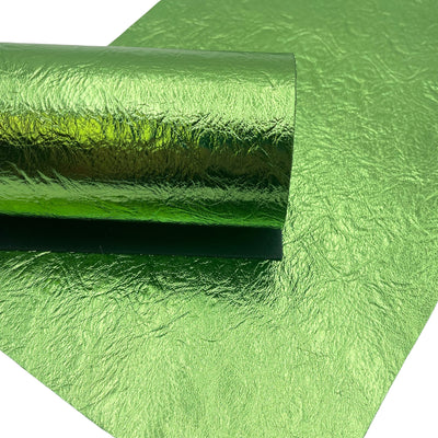 Lime Green Metallic Textured Faux Leather Sheet
